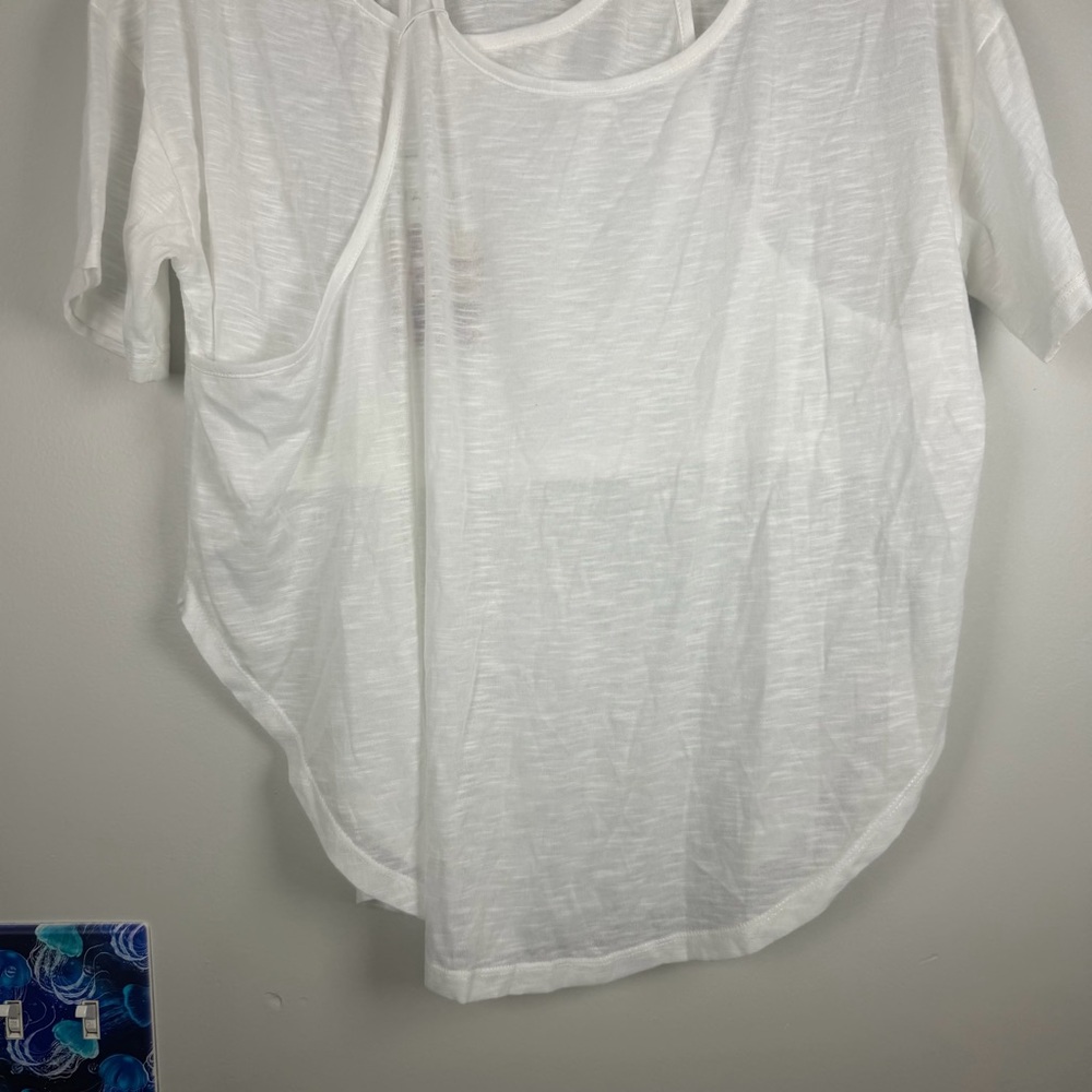Halara NWT Relaxed 2-in-1 Yoga Tee White Burnout T-Shirt Gym Size Small Relaxed - Picture 4 of 11
